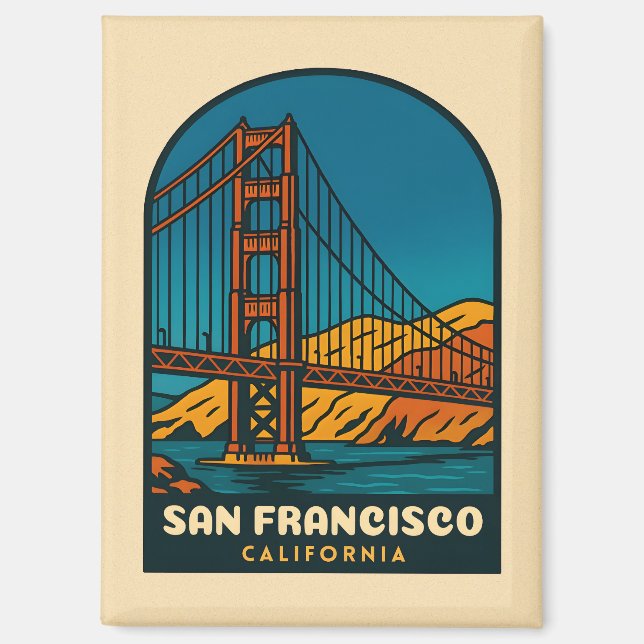 Aimant Pont Vintage voyage San Francisco Golden Gate (Recto)