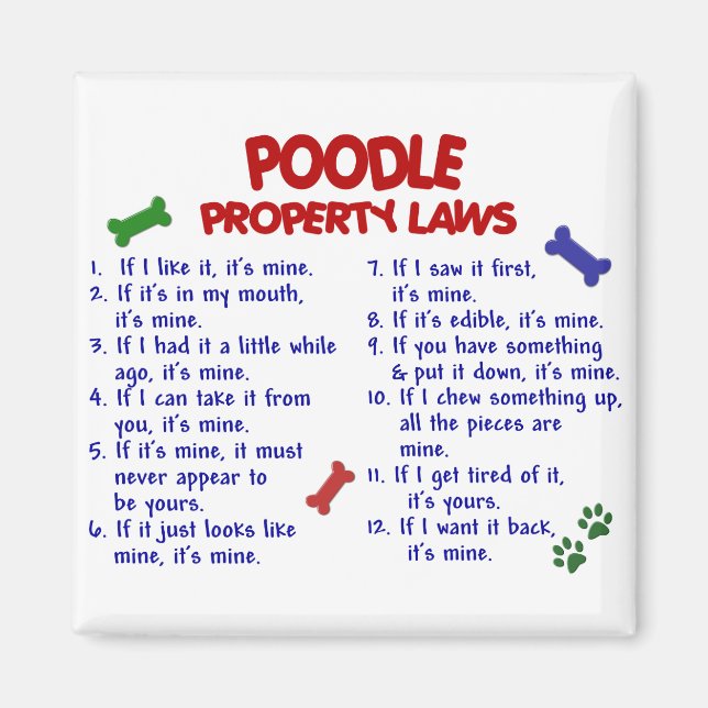 Aimant POODLE, propriété Lois 2 (Devant)