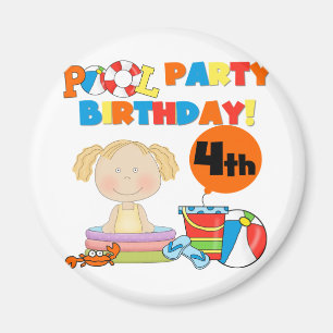 Aimant Pool Party 4th Birthday Tshirts et cadeaux