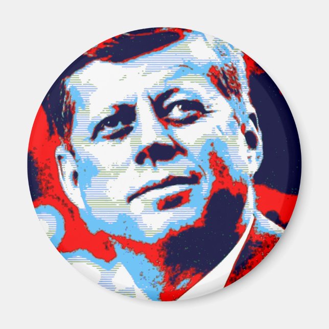 Aimant Pop Art JFK John F. Kennedy Red Blue (Devant)