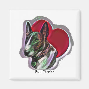 Aimant PopArt blanc tête d'oeuf Taureau Terrier Graphiqu