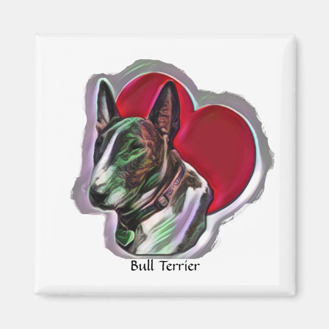 Aimant PopArt blanc tête d'oeuf Taureau Terrier Graphique (Devant)