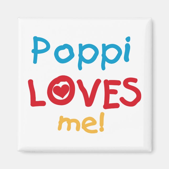 Aimant Poppi aime mes t-shirts et cadeaux (Devant)