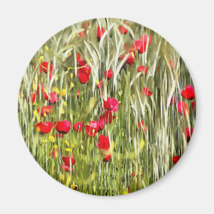 Aimant Poppies de maïs rouge Art réaliste