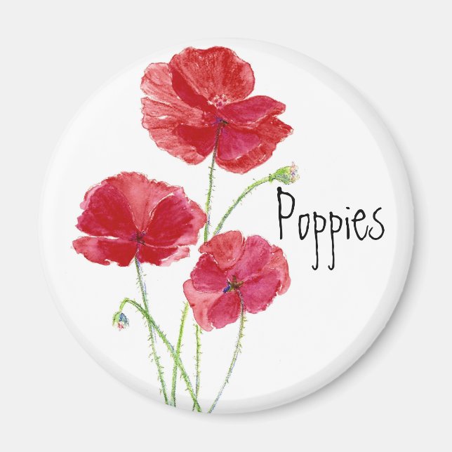 Aimant Poppies rouges - Aquarelle (Devant)