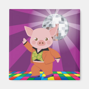 Aimant porc de disco sur la piste de danse