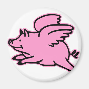 Aimant Porc très mignon de rose de vol