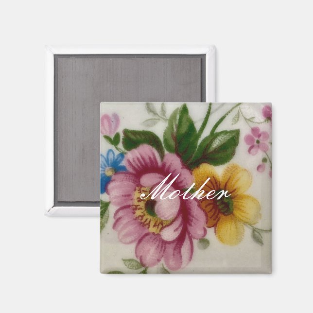 Aimant Porcelaine Inspiré Floral (Recto/Verso)