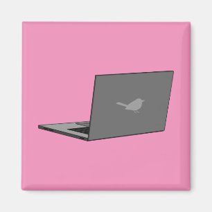 Aimant Portable gris avec logo d'oiseau
