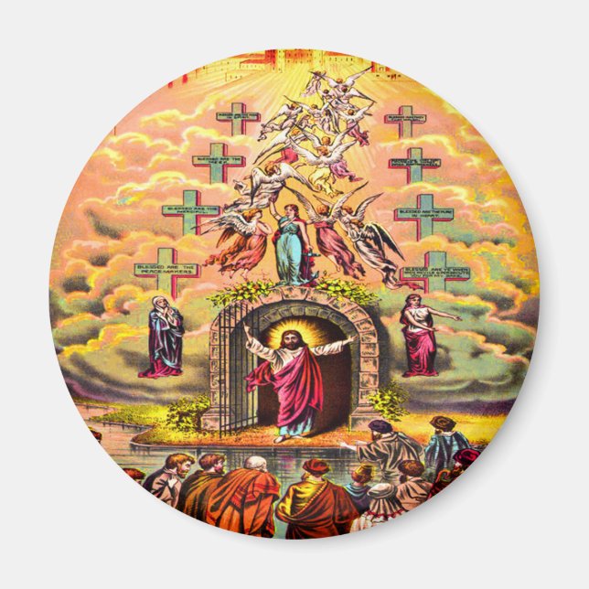 Aimant Porte du Ciel Jésus embrassé par les anges (Devant)