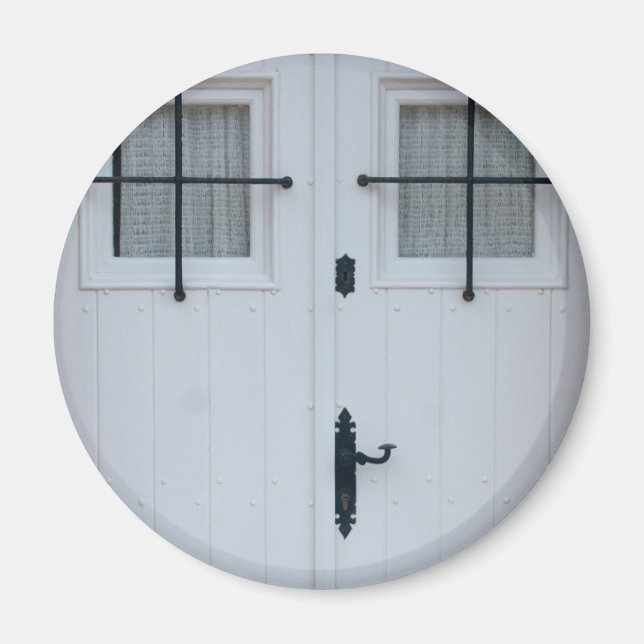 Aimant Porte En Bois Blanc Avec Fer Forgé Noir (Devant)