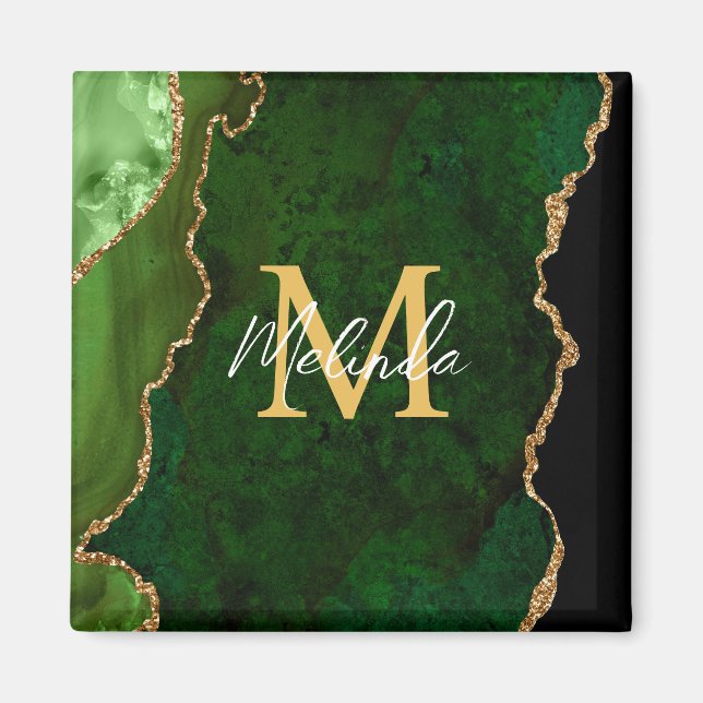 Aimant Porte en marbre vert et or (Devant)