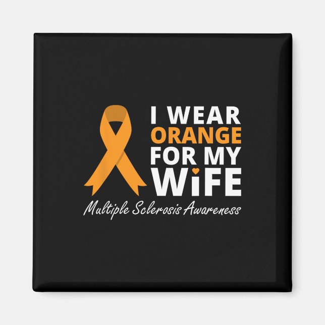 Aimant Porter Orange Pour Ma Femme Ms Awareness Ribbon (Devant)