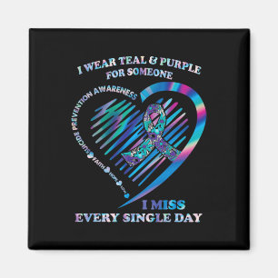 Aimant Porter Turquoise Et Violet Coeur Prévention Suicid