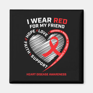 Aimant Portez Le Rouge Pour Mon Ami Maladie Cardiaque Sen