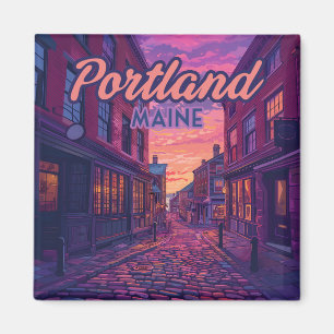 Aimant Portland Maine Vieux Port Cobblestone Vintage