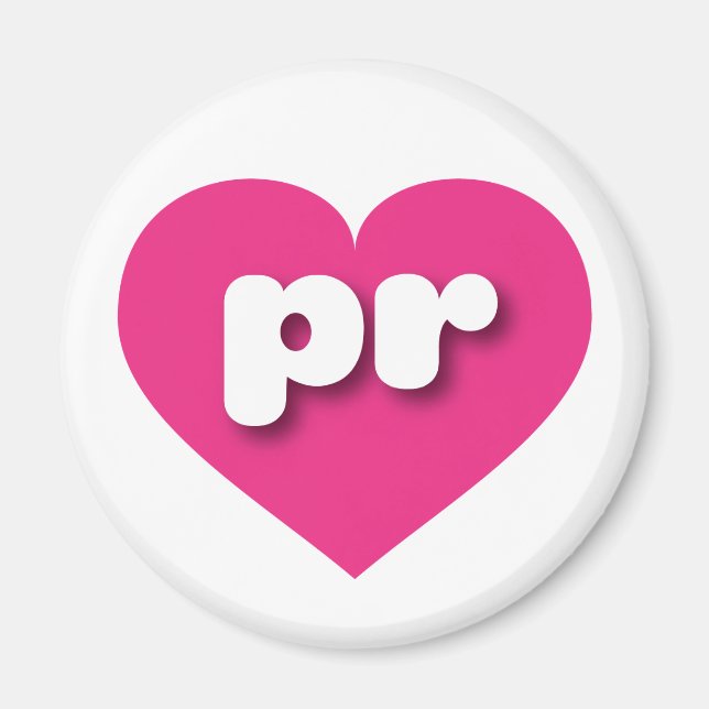 Aimant Porto Rico coeur rose chaud - J'aime pr (Devant)