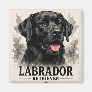 Aimant Portrait d'art de chien de famille loyal Labrador