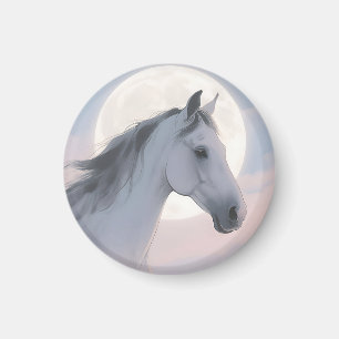 Aimant Portrait de cheval blanc au clair de lune