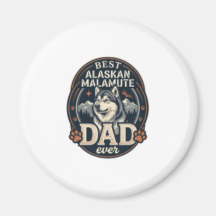 Aimant Portrait de chien père Malamute d'Alaska Badge Mon
