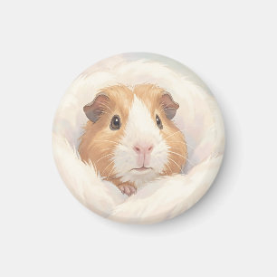 Aimant Portrait de cochon d'Inde adorable et duveteux
