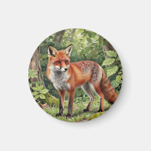 Aimant Portrait de faune forestière du renard roux