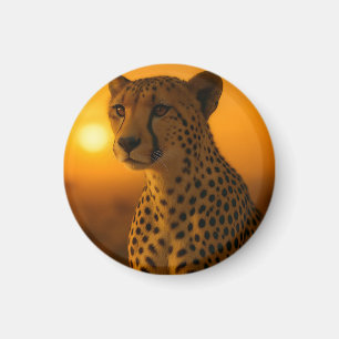 Aimant Portrait de guépard au coucher du soleil
