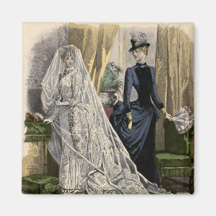 Aimant Portrait de mariage vintage de la mariée victorien