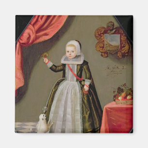 Aimant Portrait d'une jeune fille avec un oiseau