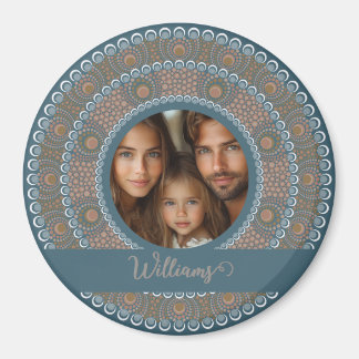 Aimant Portrait familial personnalisé Turquoise et Mandal