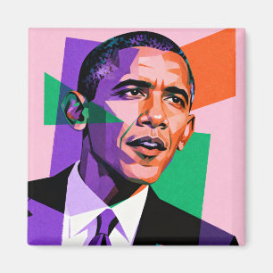 Aimant Portrait géométrique moderne de Barack Obama