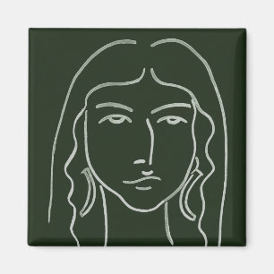 Aimant Portrait malachite avec cheveux longs