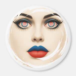 Aimant Portrait Pop Art au Drapeau Croate – Yeux et Lèvre