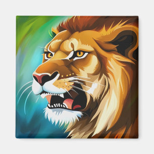 Aimant Portrait Posé côté Lion rugissant-57566