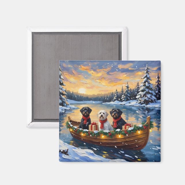 Aimant Portuguese Water Dog Christmas Boat Holiday (Recto/Verso)