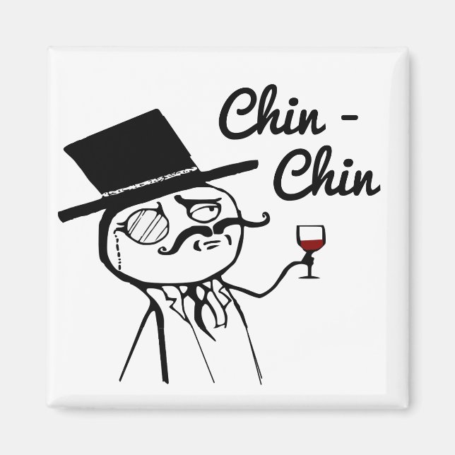 Aimant Posh Man With Top Hat Wine Toast Chin Chin (Devant)