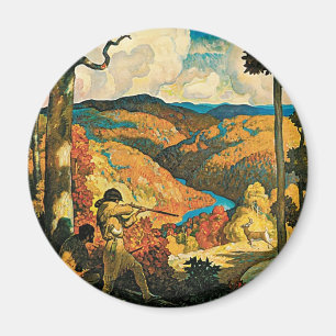 Aimant Poster vintage NC Wyeth Travel, Dans Le Vieux Kent