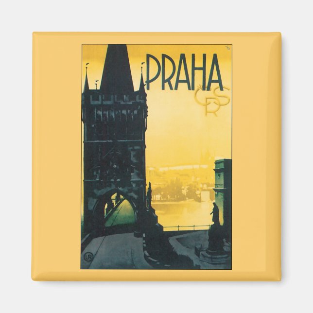 Aimant Poster vintage Prague (Praha) (Devant)
