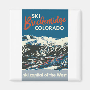 Aimant Poster vintage Ski BReckenridge Blue