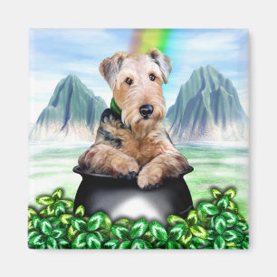Aimant Pot d'Airedale Terrier d'aimant d'or
