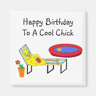 Aimant Poule d'anniversaire cool