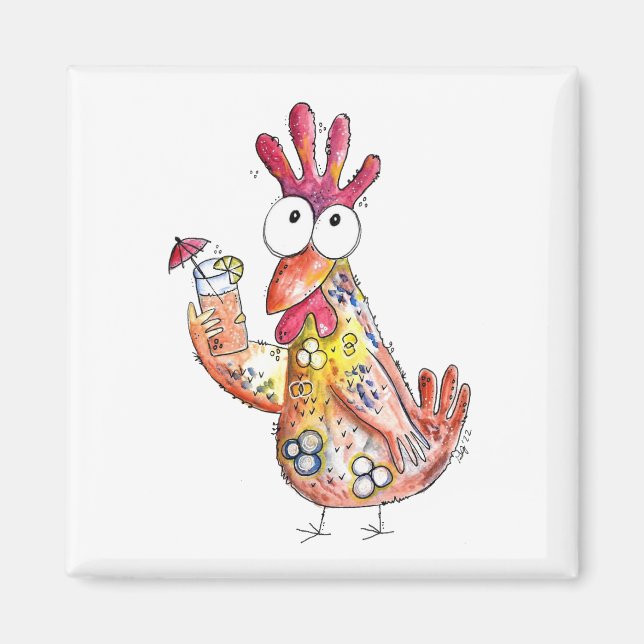 Aimant Poulet blanc mignon avec boisson tropicale (Devant)