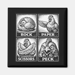 Aimant Poulet Drôle Rock Paper Scissors Picorer Poulet Am