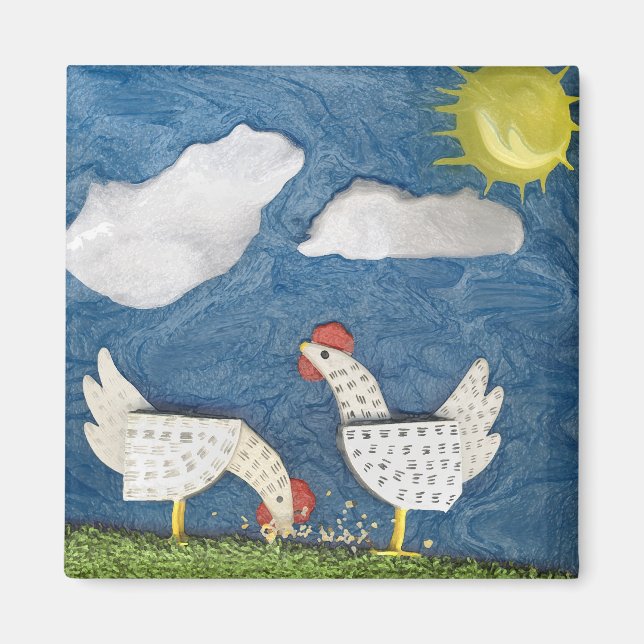 Aimant Poulets dans le triage - photo diorama (Devant)