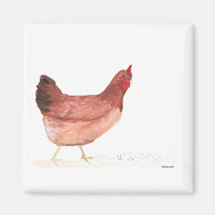 Aimant Poulets d'aquarelle animaux de ferme oiseaux vinta