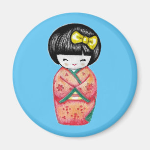 Aimant Poupée Kokeshi - Kimono Geisha Girl 