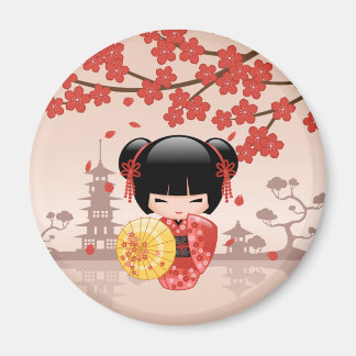 Aimant Poupée rouge Sakura Kokeshi - Geisha japonais