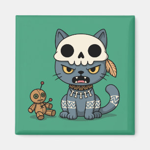 Aimant Poupée Vaudou Chat Sorcière Verte