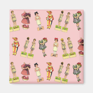 Aimant Poupées de papier vintage