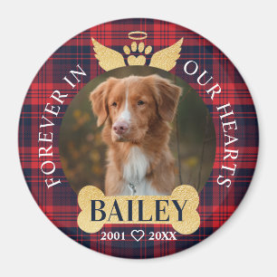 Aimant Pour toujours dans nos coeurs Red Plaid Pet Memori